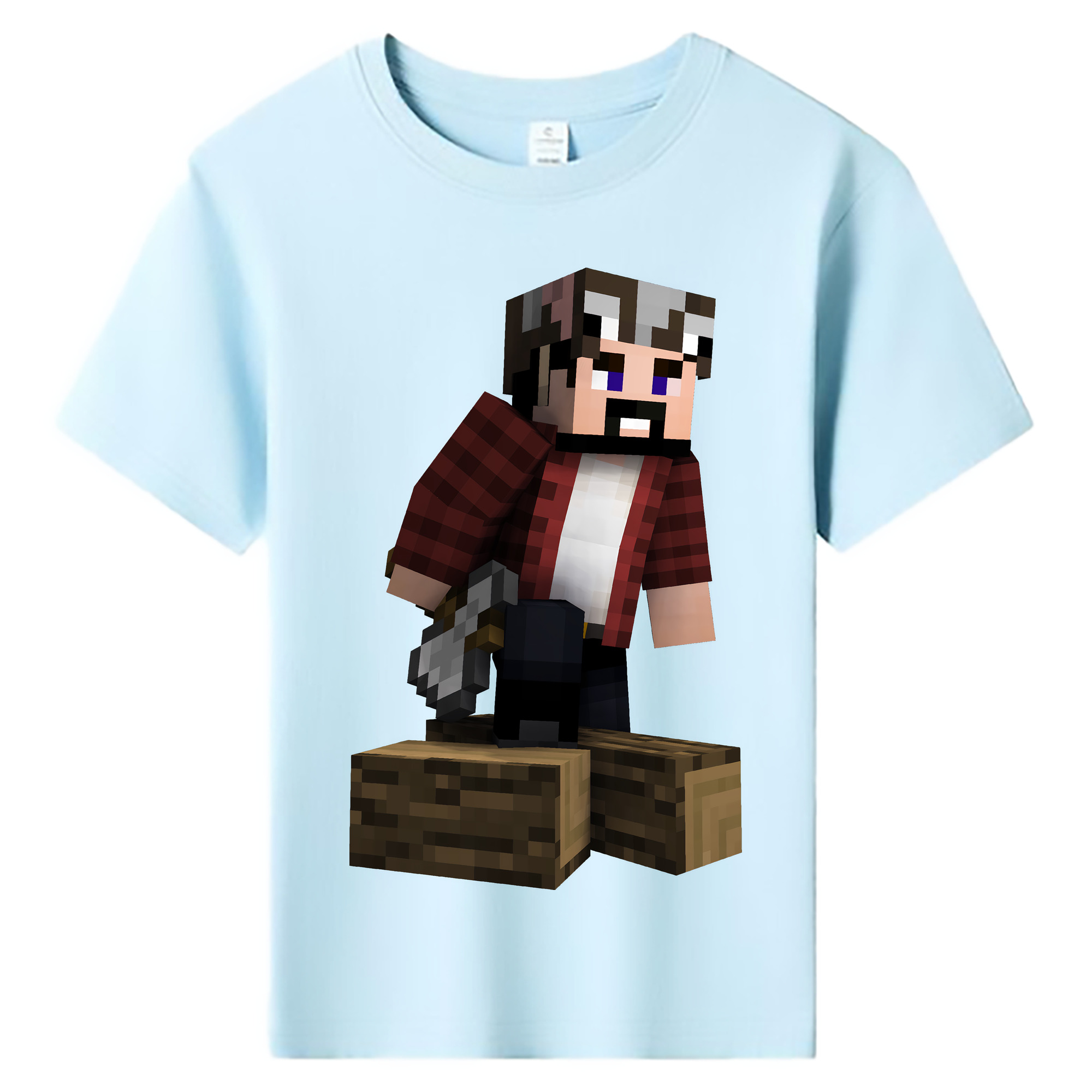 （画像用） マインクラフト ブロックの世界 Minecraft MC Block world 綿100％キッズTシャツ（フロントプリント）